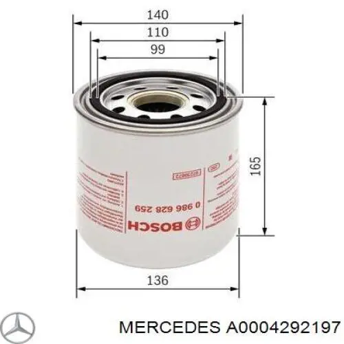 Фільтр осушувача повітря (вологомастиловідділювача) (TRUCK) Mercedes A0004292197 ціна, від 45.11 USD
