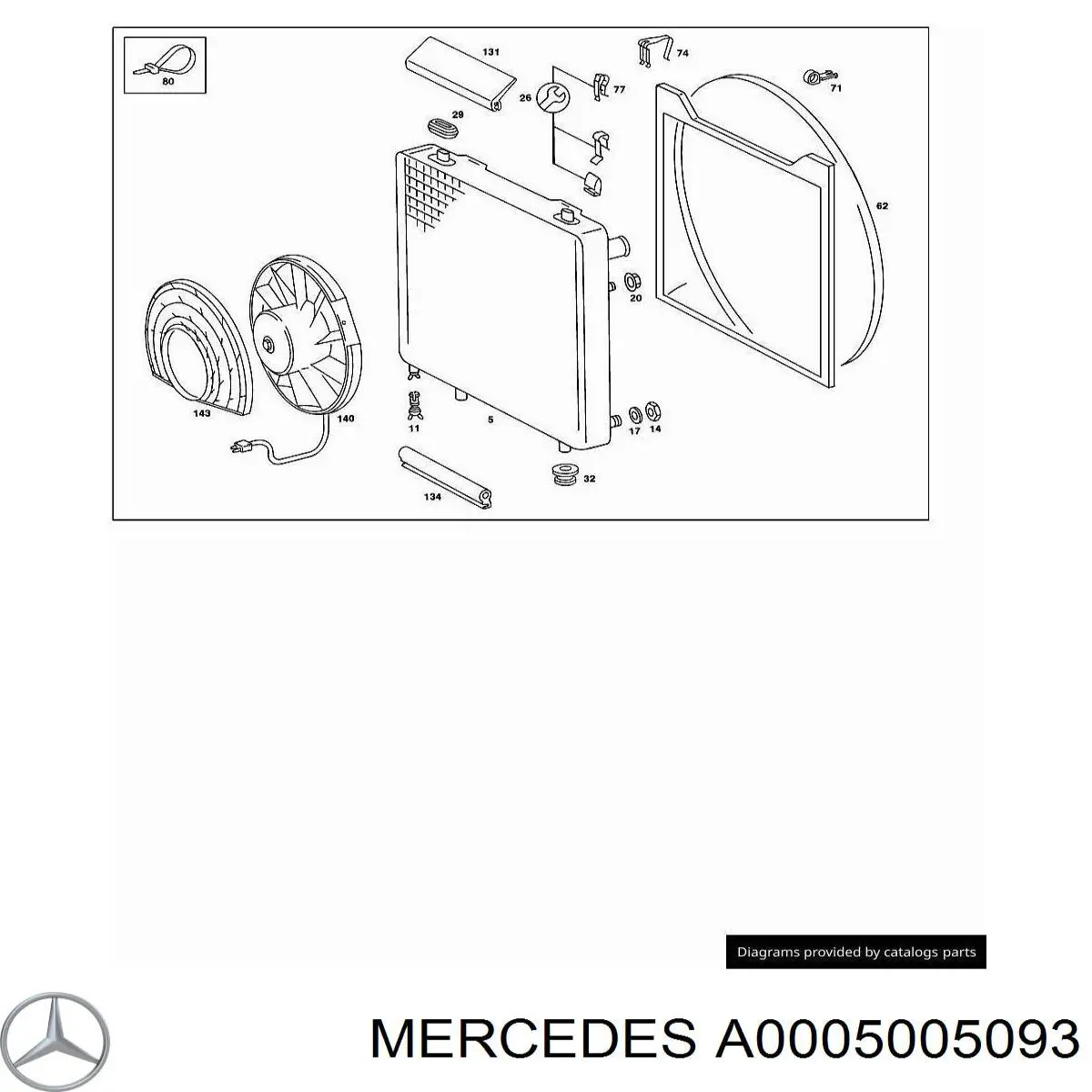 Купити A0005005093 Mercedes Електровентилятор охолодження в зборі (двигун + крильчатка)