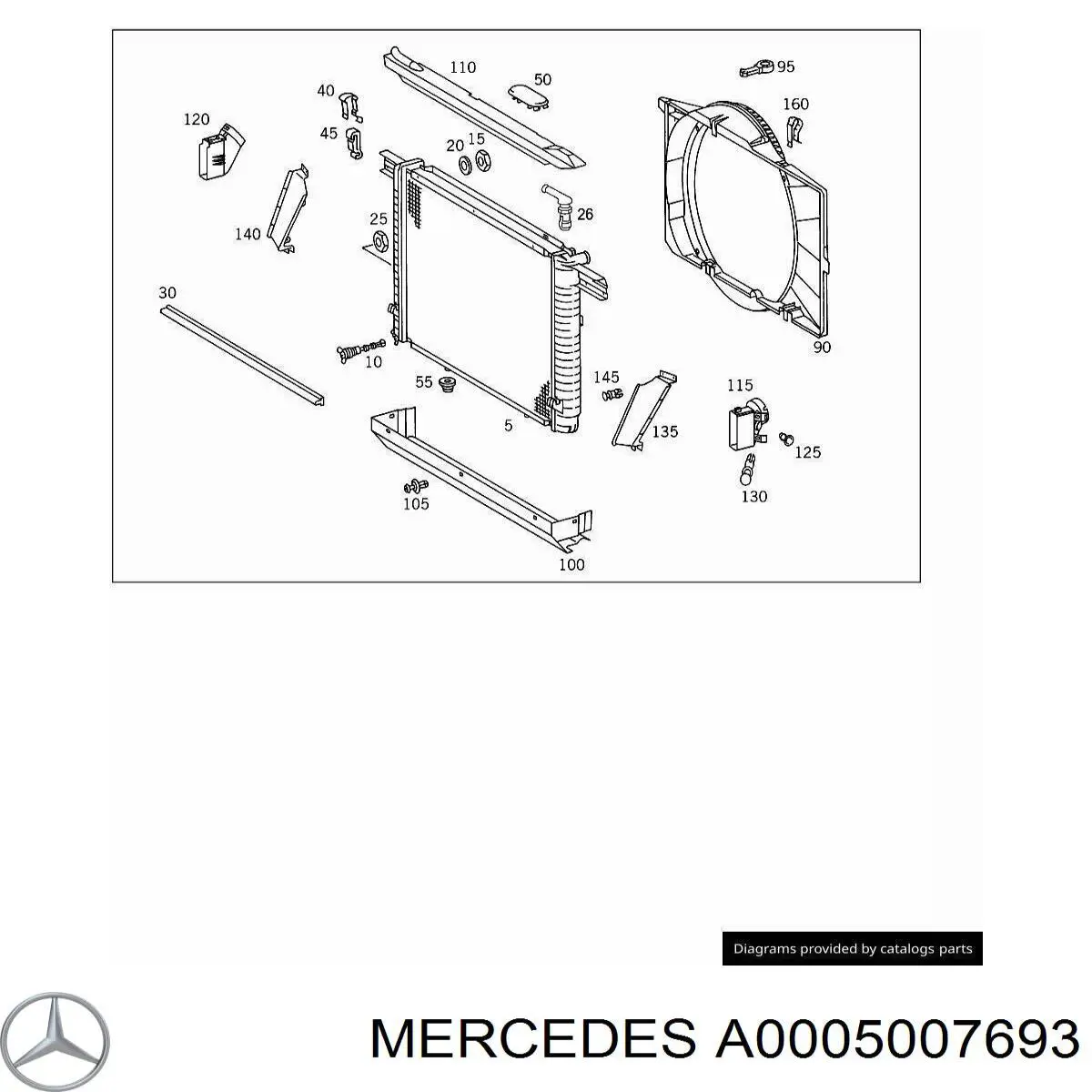 0005007693 Mercedes електровентилятор охолодження в зборі (двигун + крильчатка, лівий)