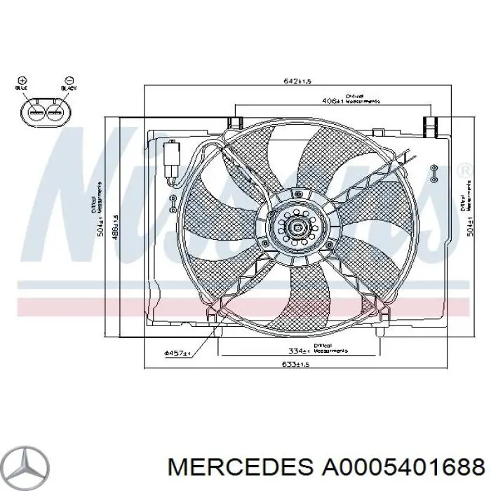 A0005401688 Mercedes електровентилятор охолодження в зборі (двигун + крильчатка)