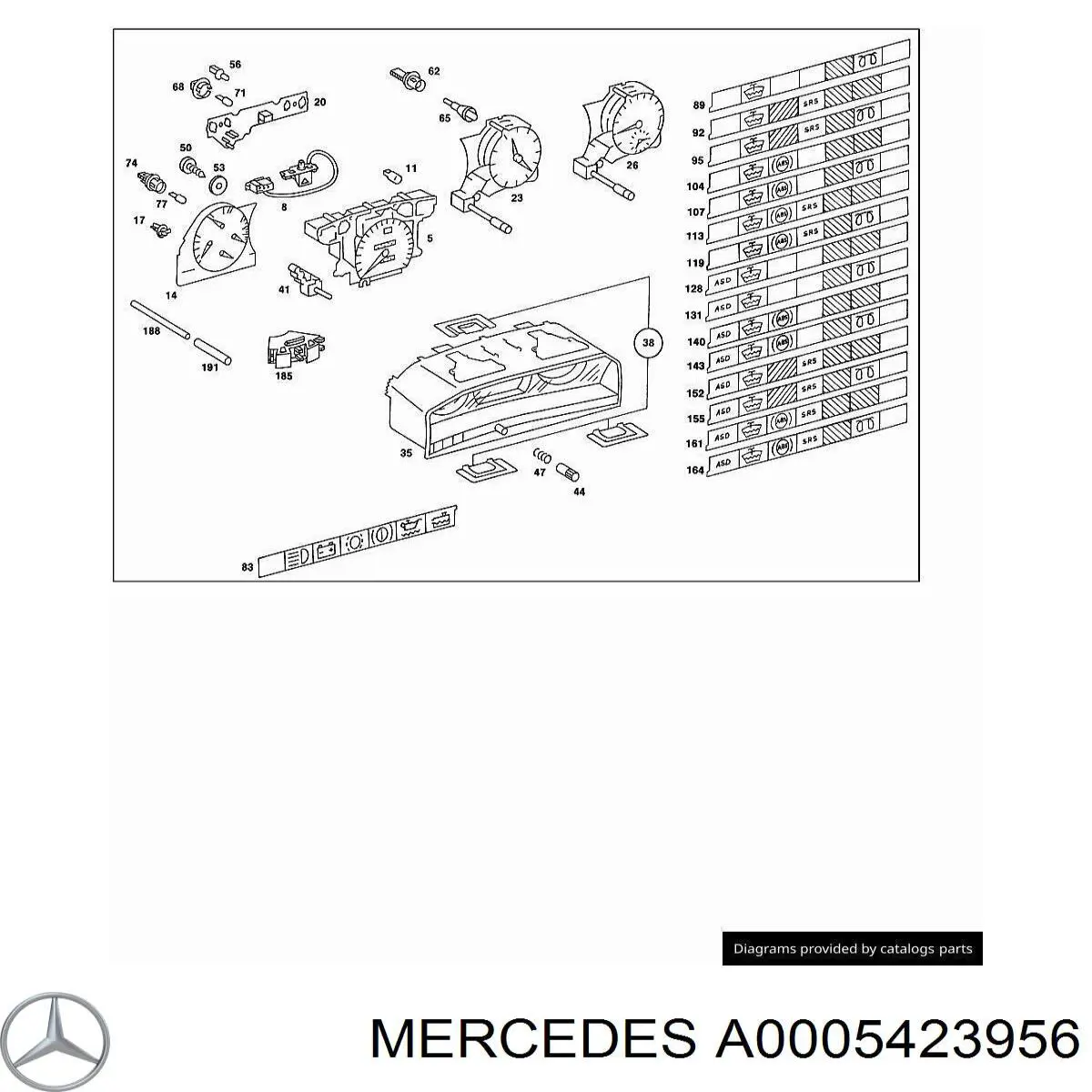 Скло щитка приладів Mercedes A0005423956 ціна, від 44.35 USD