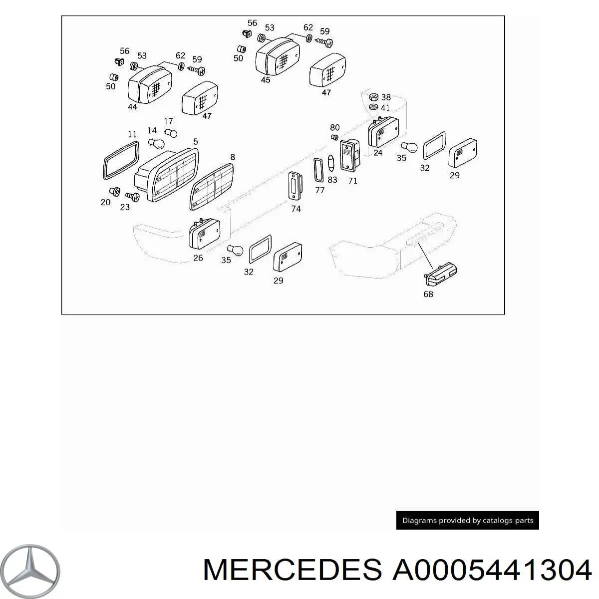 Фара протитуманна задня Mercedes A0005441304 ціна, від 52.40 USD