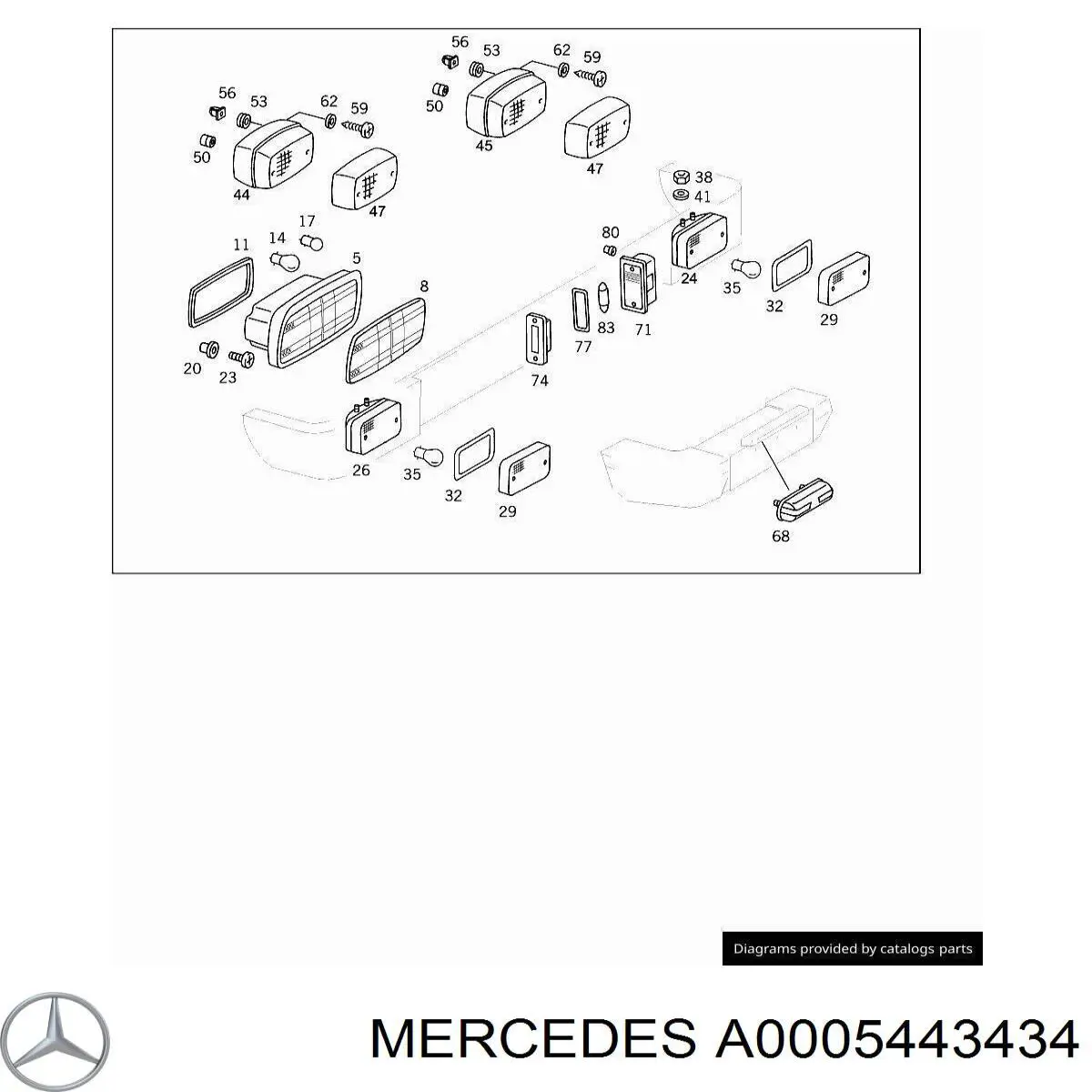 Ліхтар підсвічування заднього номерного знака Mercedes A0005443434 ціна, від 51.01 USD