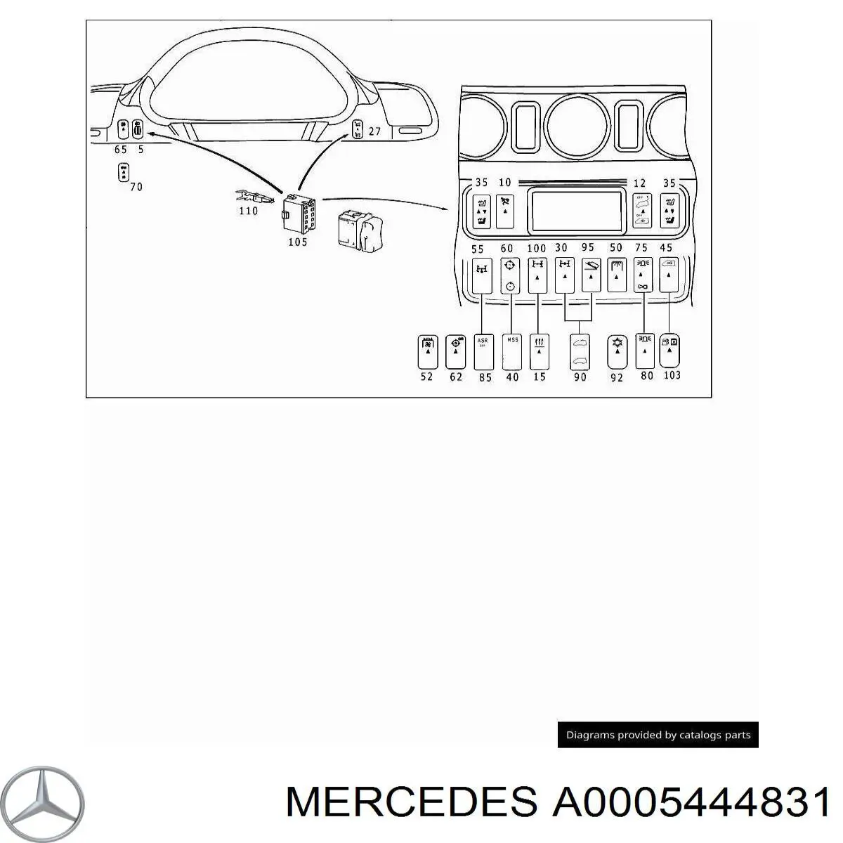 A0005444831 Mercedes кнопка коректора фар
