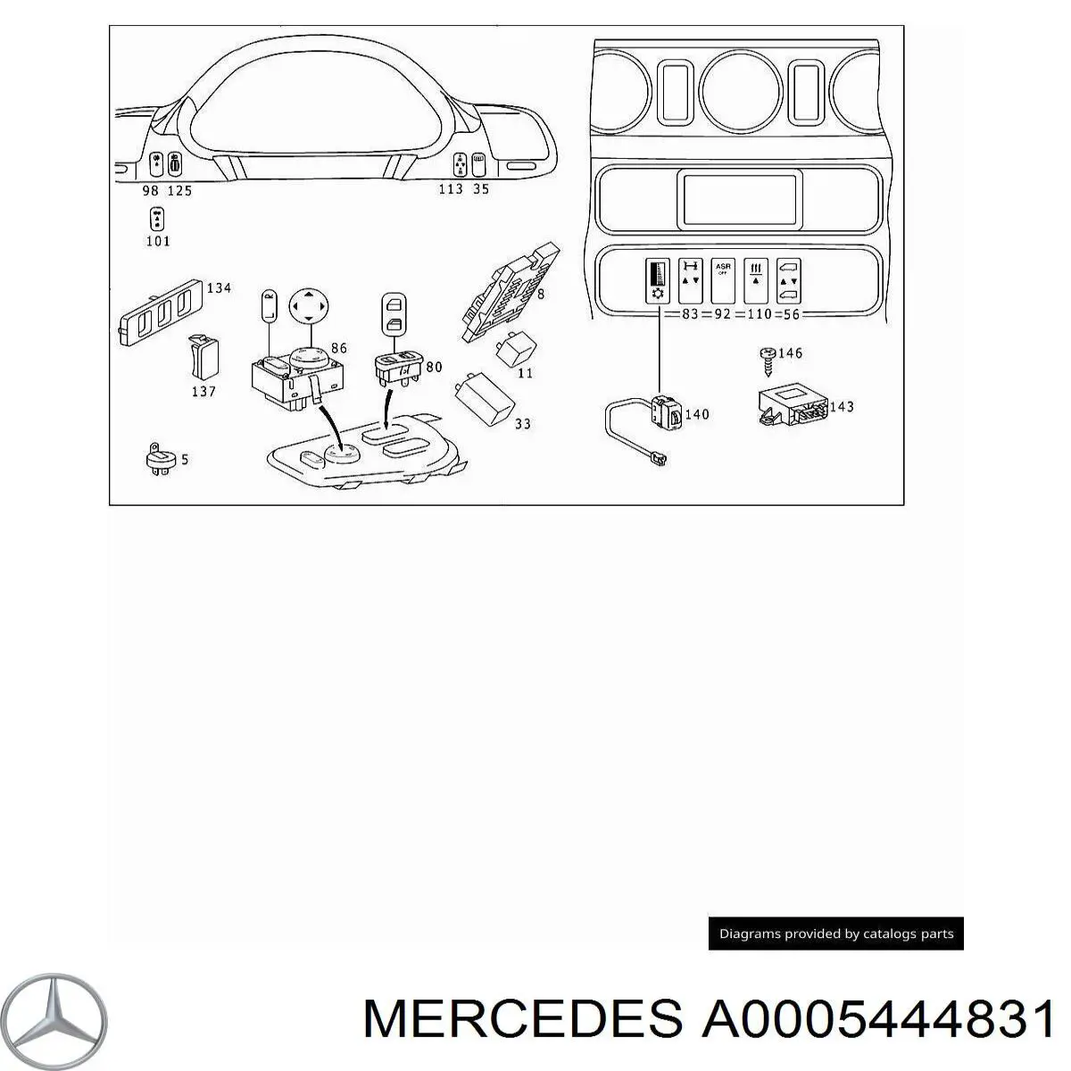 Кнопка коректора фар Mercedes A0005444831 ціна, від 3.92 USD