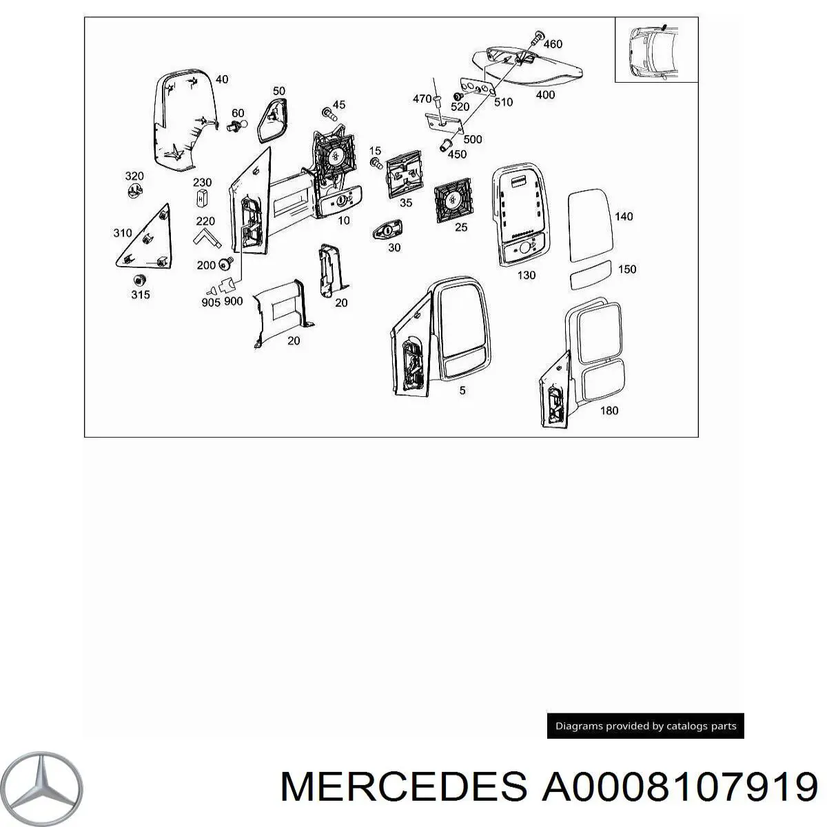 A0008107919 Mercedes Праве дзеркало заднього виду