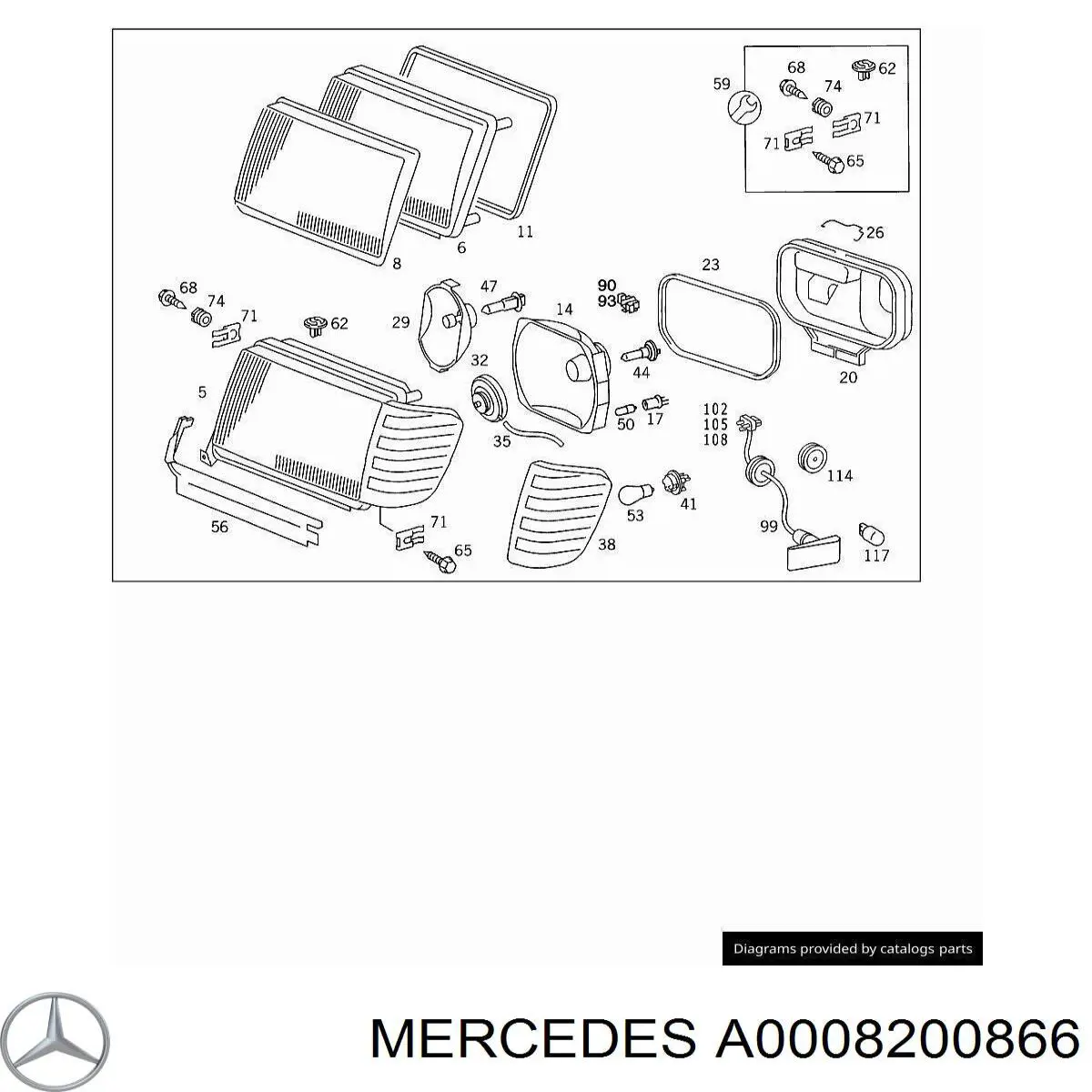 A0008200866 Mercedes скло фари лівої