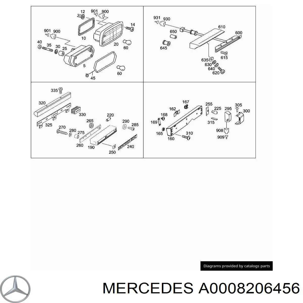 Купити A0008206456 Mercedes Ліхтар заднього ходу