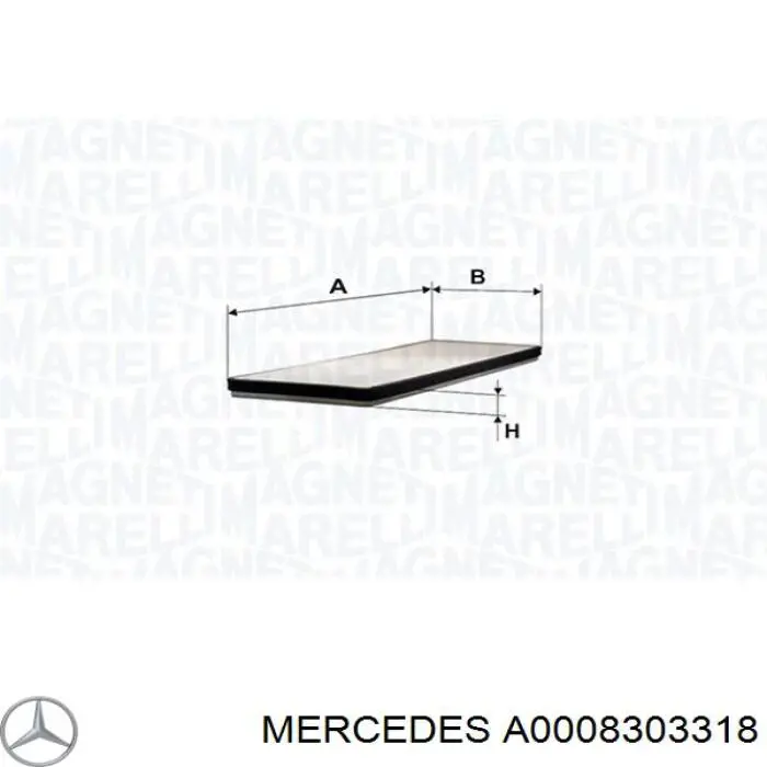 Купити A0008303318 Mercedes Фільтр салону вугільний