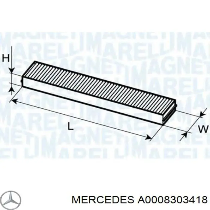 A0008303418 Mercedes Внутрішньосалонний фільтр