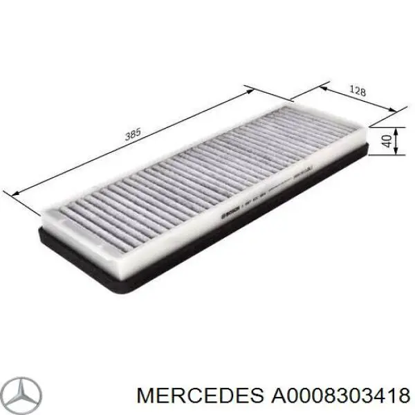 Купити A0008303418 Mercedes Фільтр салону вугільний