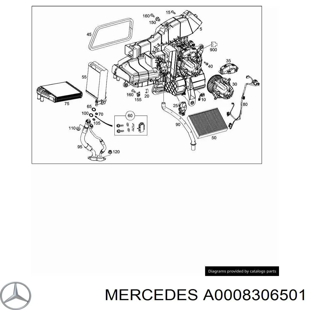 Випарник кондиціонера задній Mercedes A0008306501 ціна, від 120.35 USD