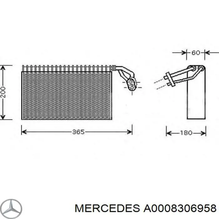 0008306958 Mercedes радіатор кондиціонера салонний, випарник
