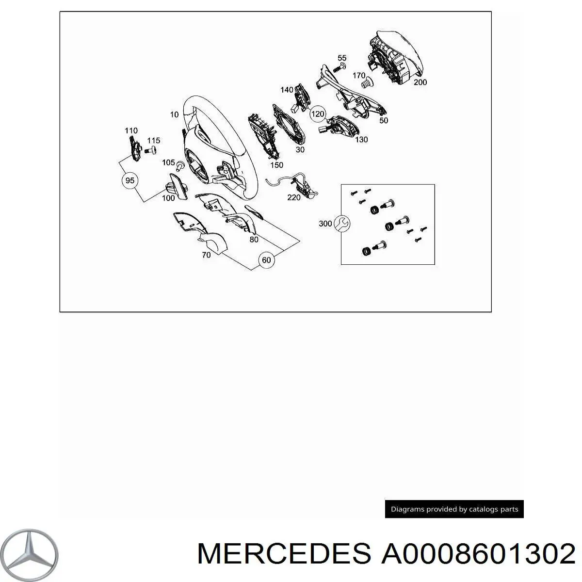 Подушка безпеки, водійська, AIRBAG 00086013027J20 Mercedes