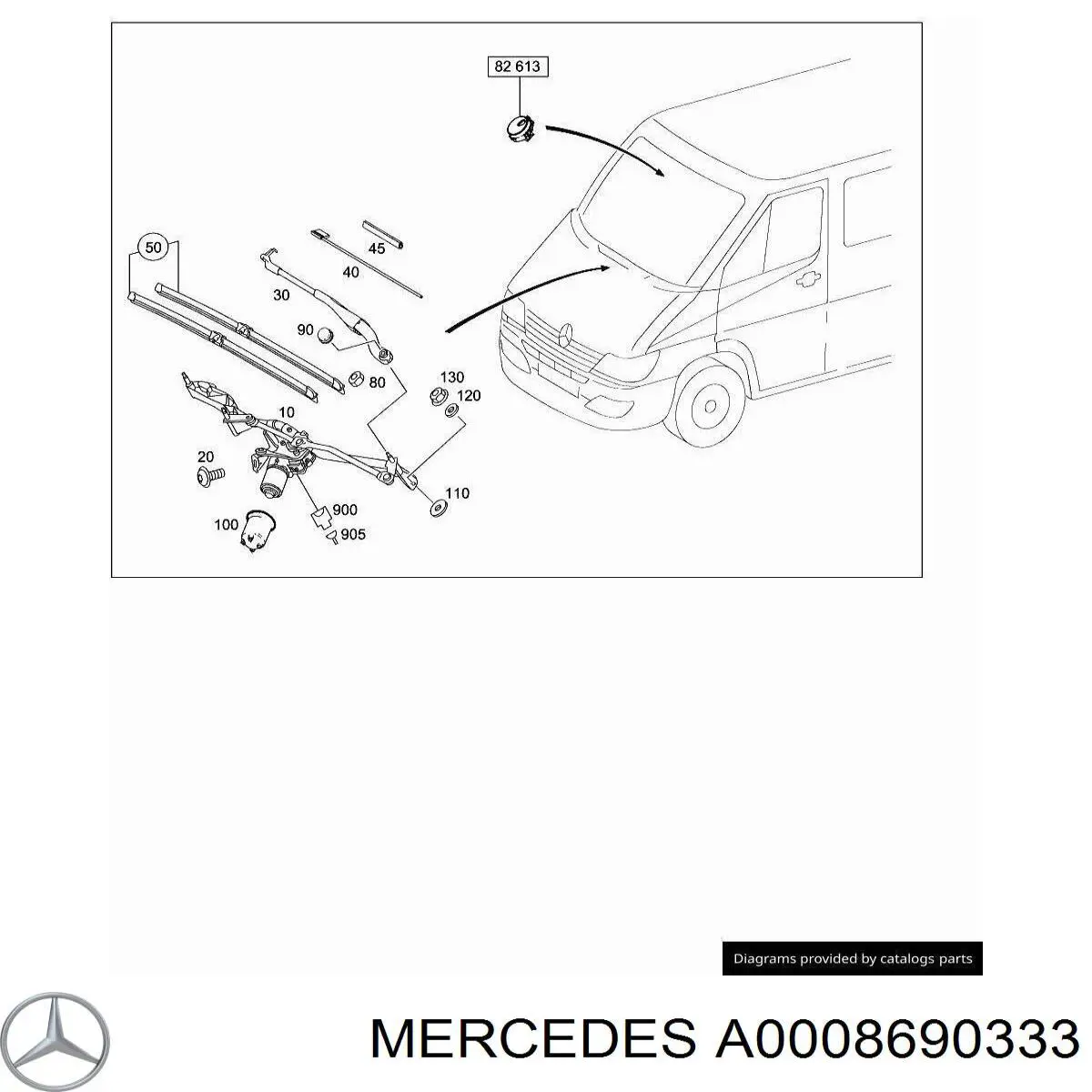 A0008690333 Mercedes Кронштейн форсунки омивача фар