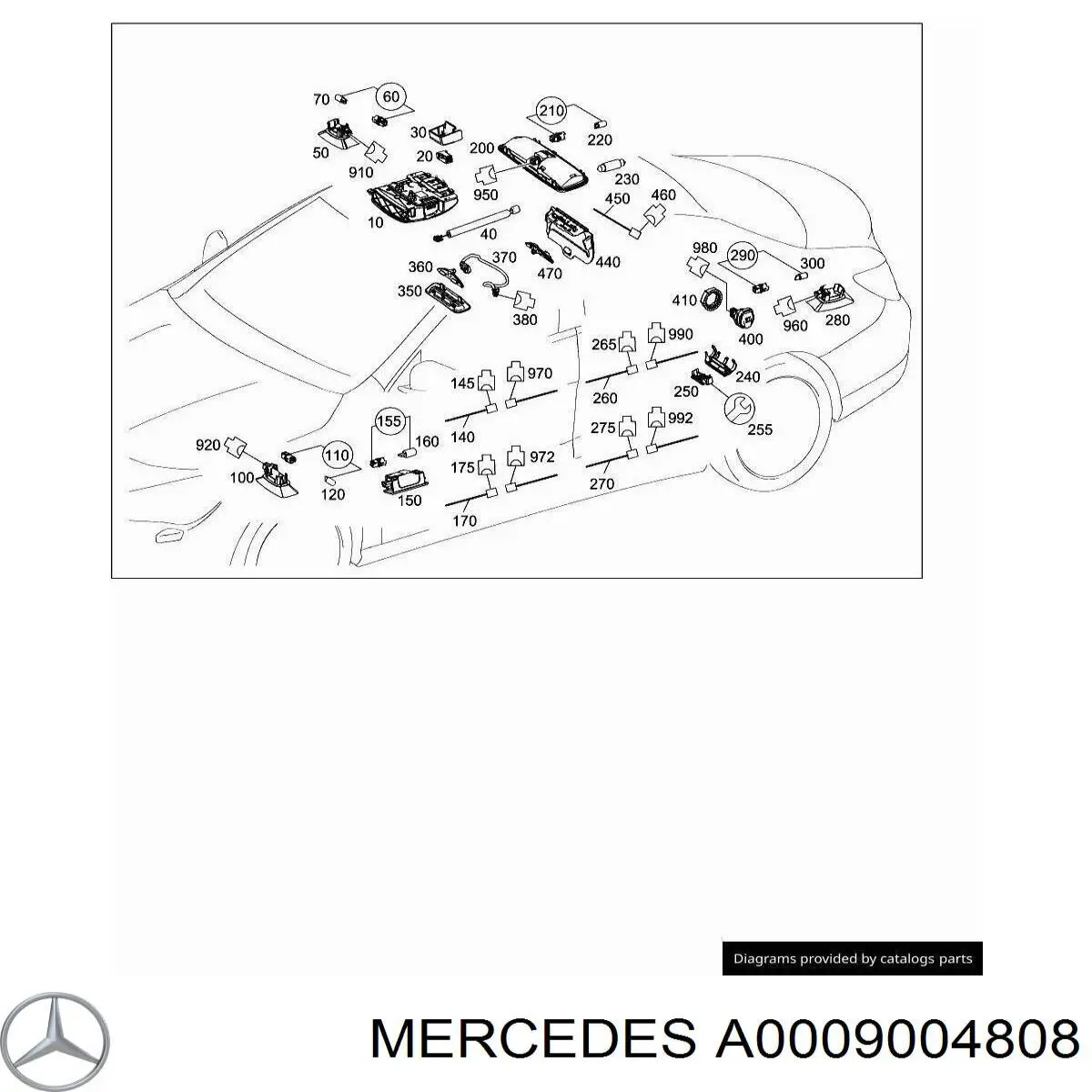 Купити A0009004808 Mercedes Плафон освітлення кабіни