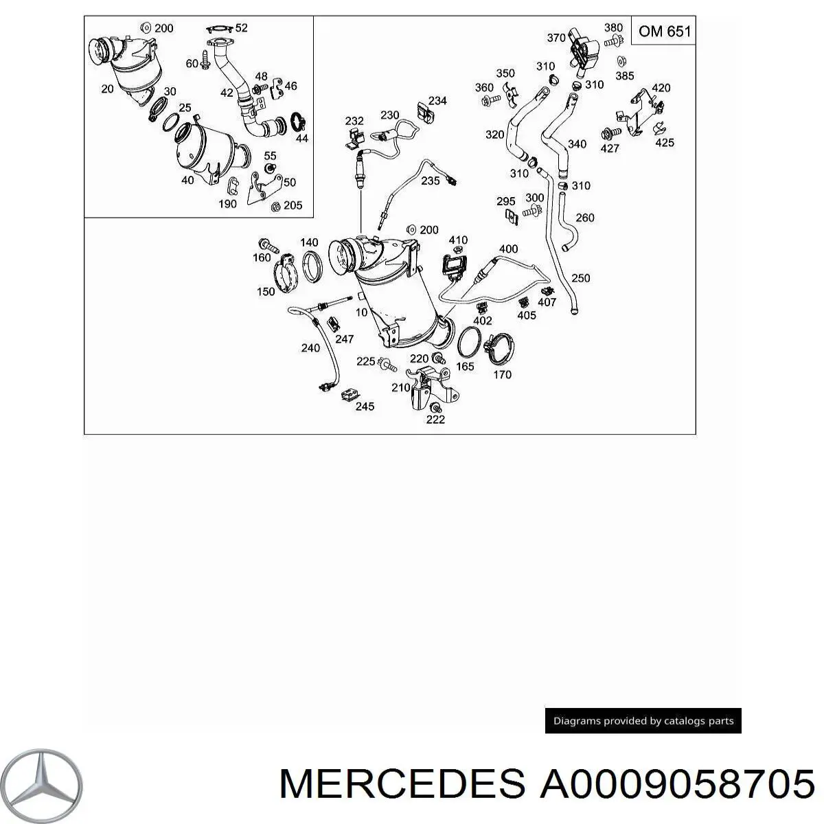 Купити A0009058705 Mercedes Датчик температури відпрацьованих газів (ВГ), перед фільтром сажі