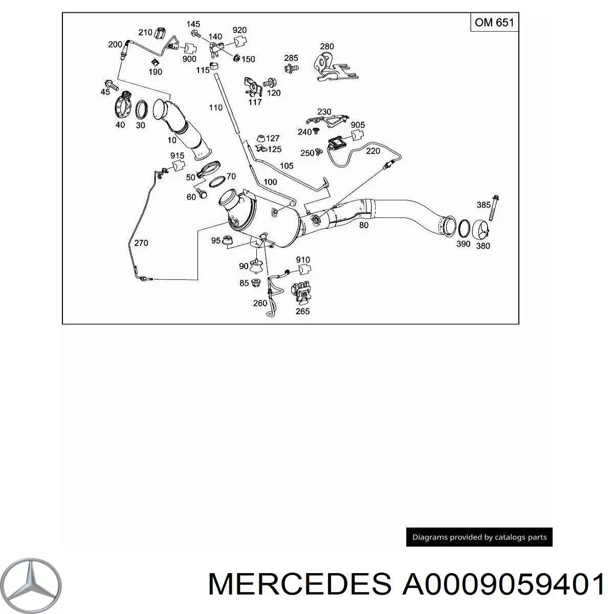 A0009059401 Mercedes Датчик температури відпрацьованих газів (ВГ), фільтр сажі