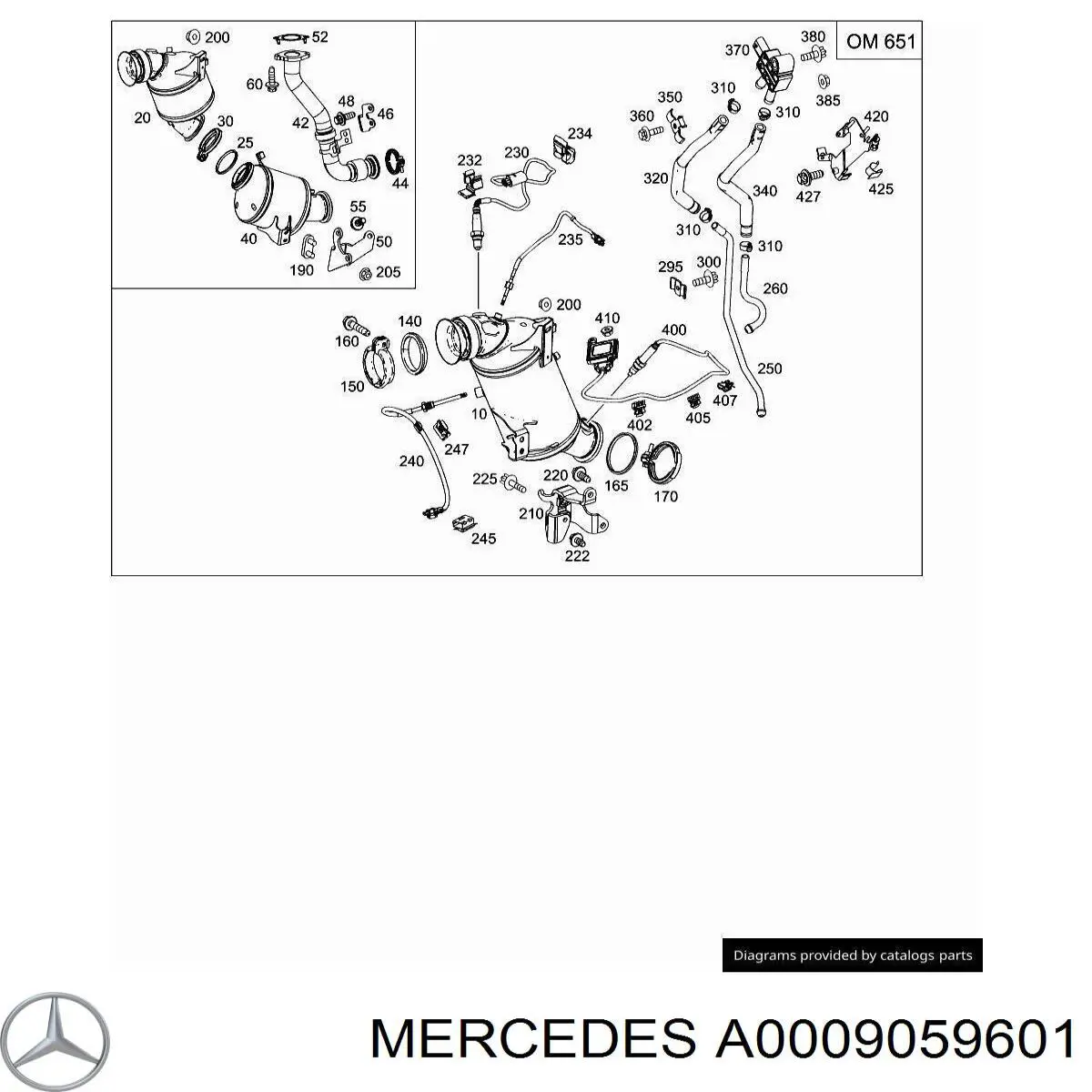 A0009059601 Mercedes Датчик температури відпрацьованих газів (ВГ), після каталізатора