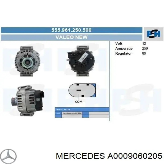 Генератор Mercedes A0009060205 ціна, від 253.95 USD