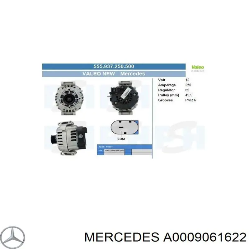 Генератор A0009061622 Mercedes