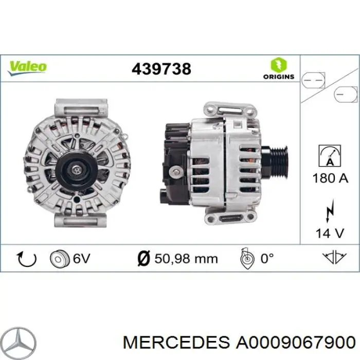A0009067900 Mercedes генератор
