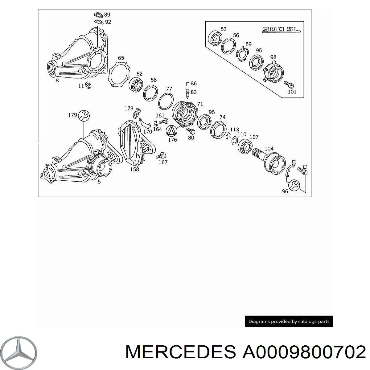 A0009800702 Mercedes Підшипник півосі заднього моста, внутрішній