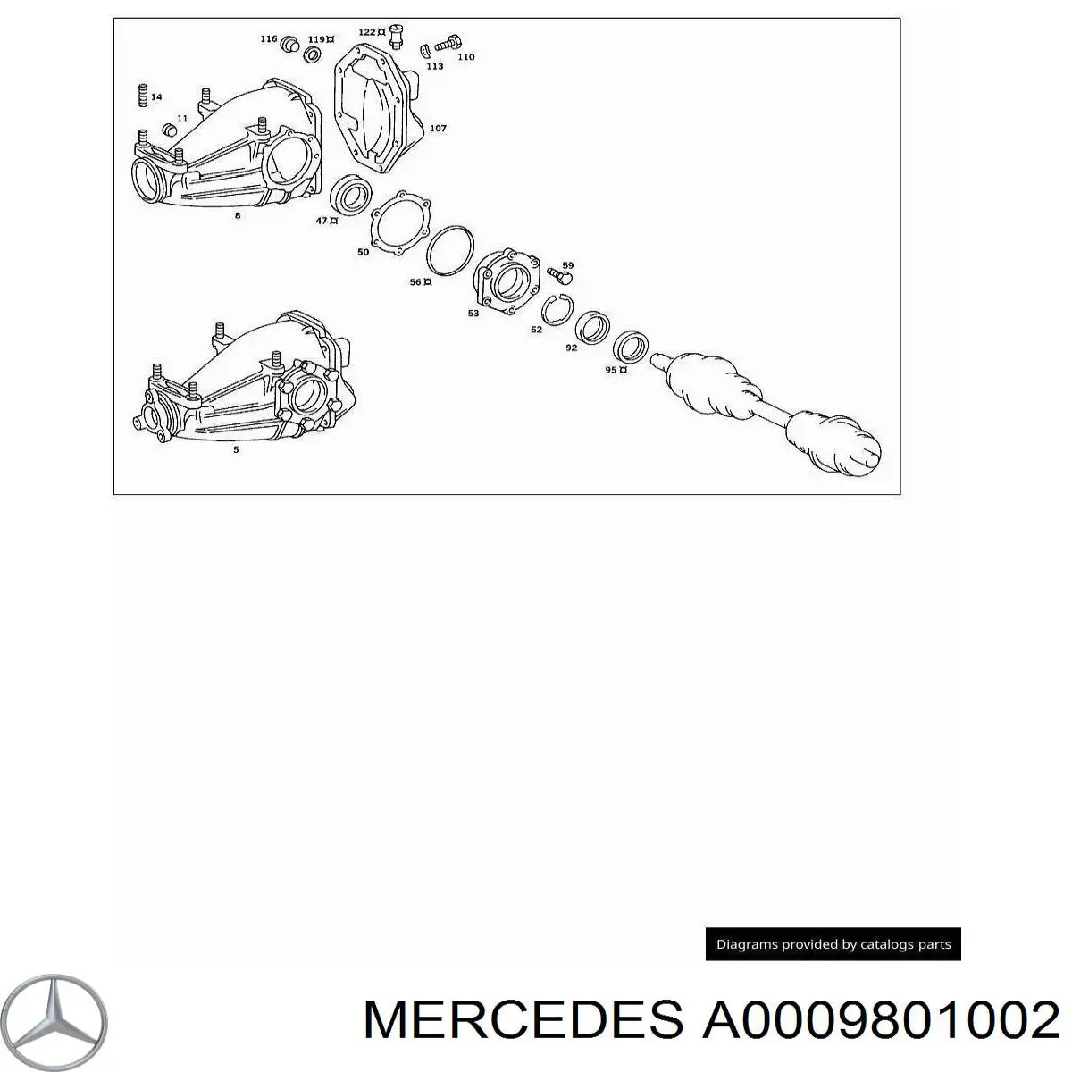 Підшипник хвостовика заднього моста, внутрішній Mercedes A0009801002 ціна, від 54.69 USD