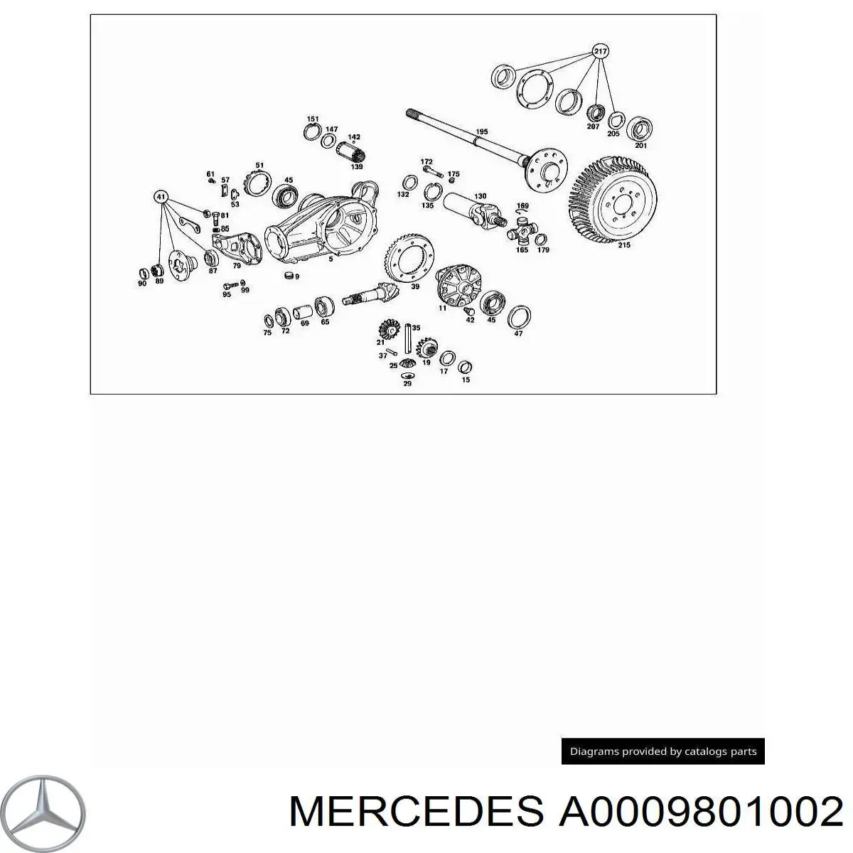 A0009801002 Mercedes Підшипник хвостовика заднього моста, внутрішній