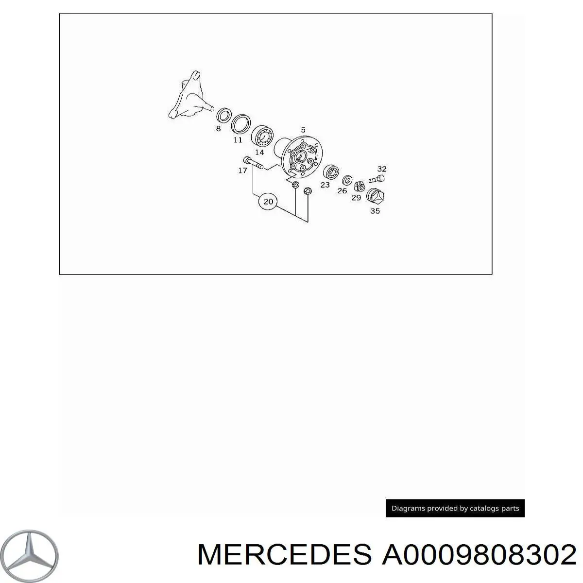 Комплект підшипник маточини передньої Mercedes A0009808302 ціна, від 20.80 USD