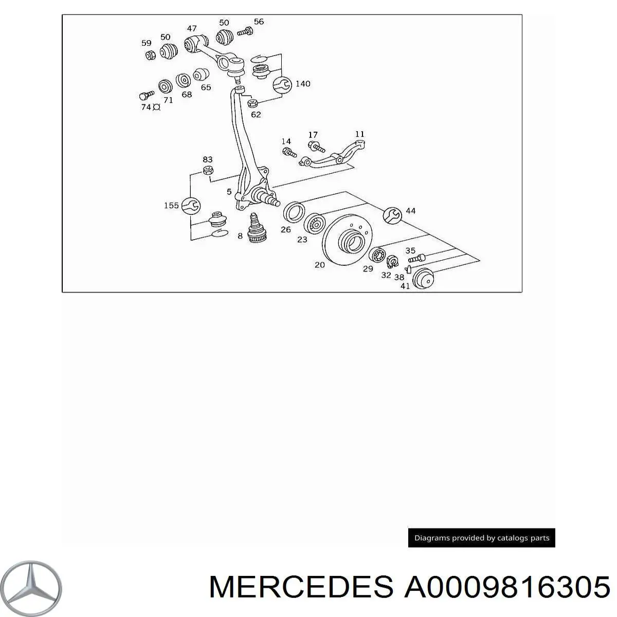 Комплект підшипник маточини передньої Mercedes A0009816305 ціна, від 12.67 USD