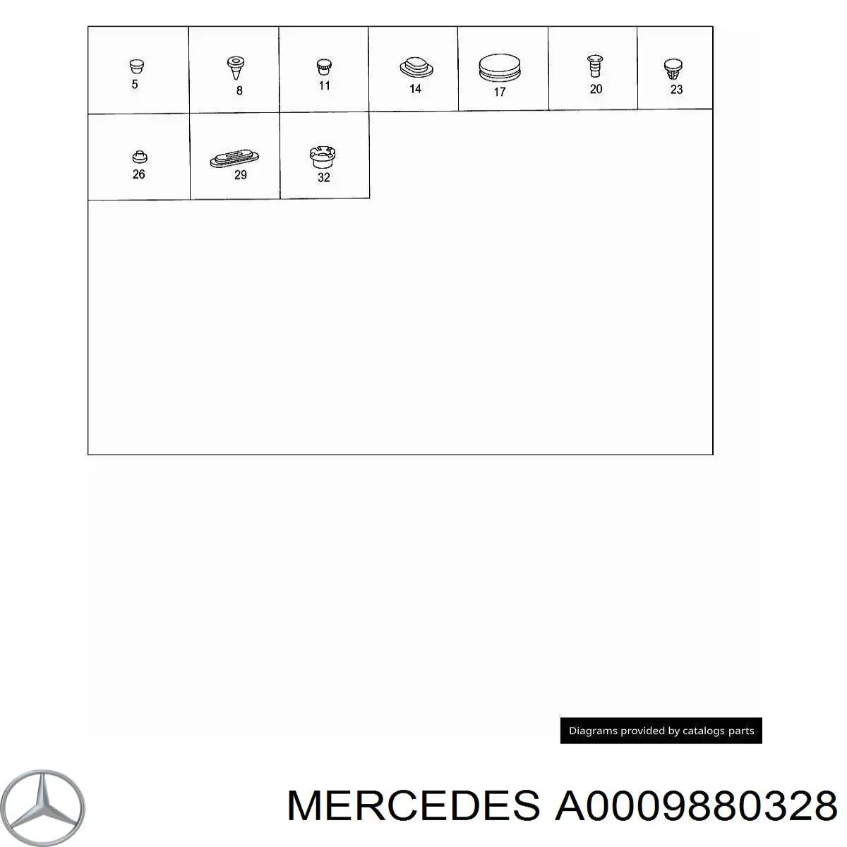 Кліпса кріплення бризковика Mercedes A0009880328 ціна, від 0.32 USD