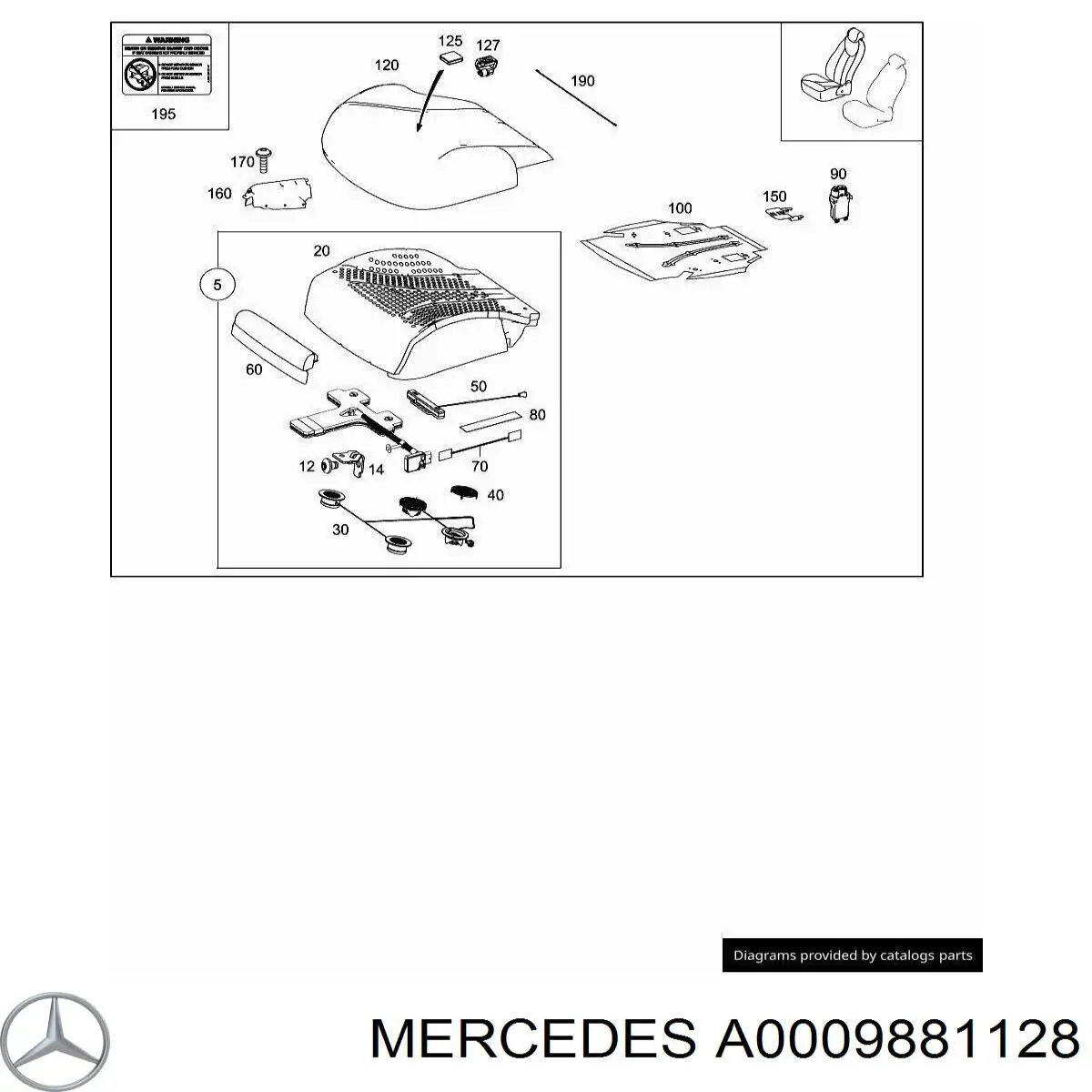 A0009881128 Mercedes пістон (кліп кріплення обшивки кришки багажника)