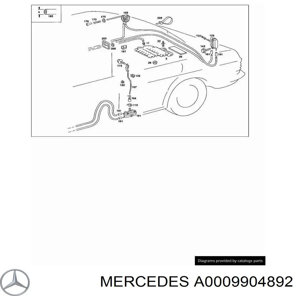 A0009904892 Mercedes пістон (кліп кріплення решітки радіатора до панелі)