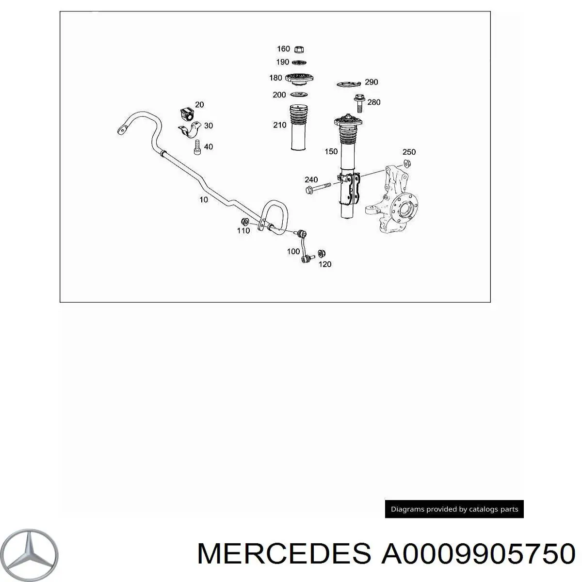 Гайка штока амортизатора переднього A0009905750 Mercedes