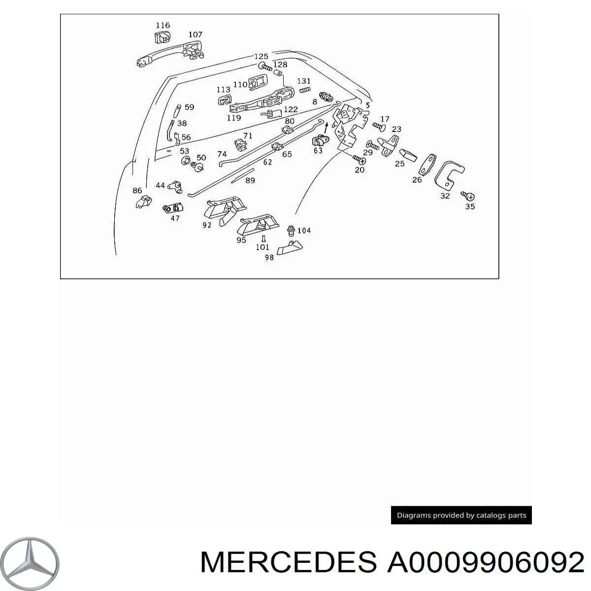 A0009906092 Mercedes Пістон (кліп) кріплення підкрилки переднього крила