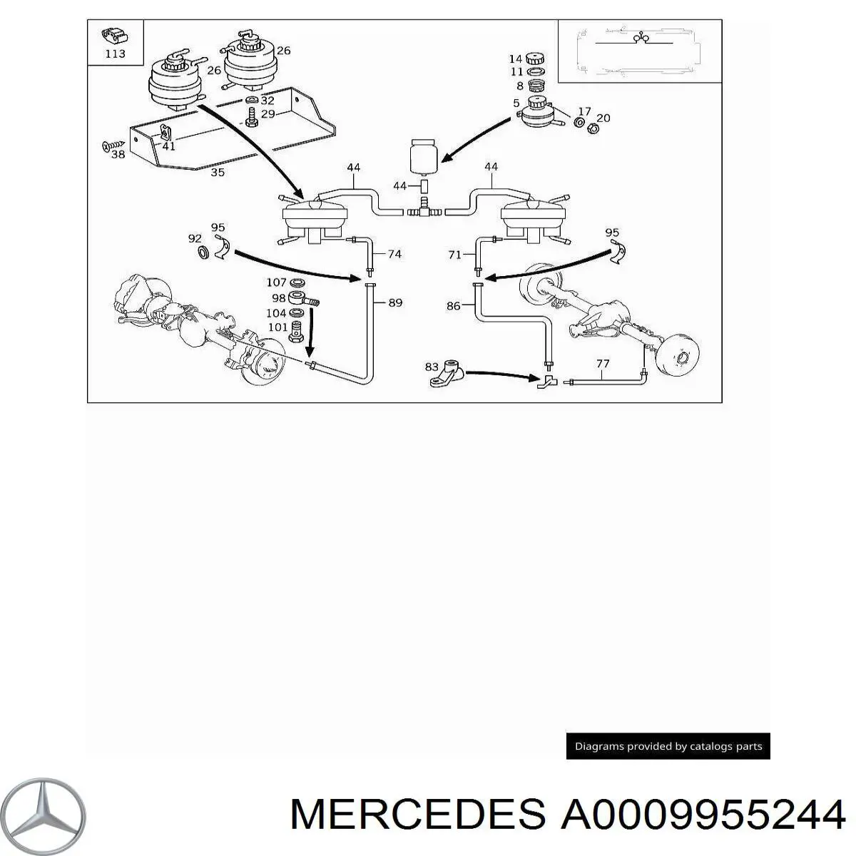 Фіксатор (скоба) проводки A0009956044 Mercedes