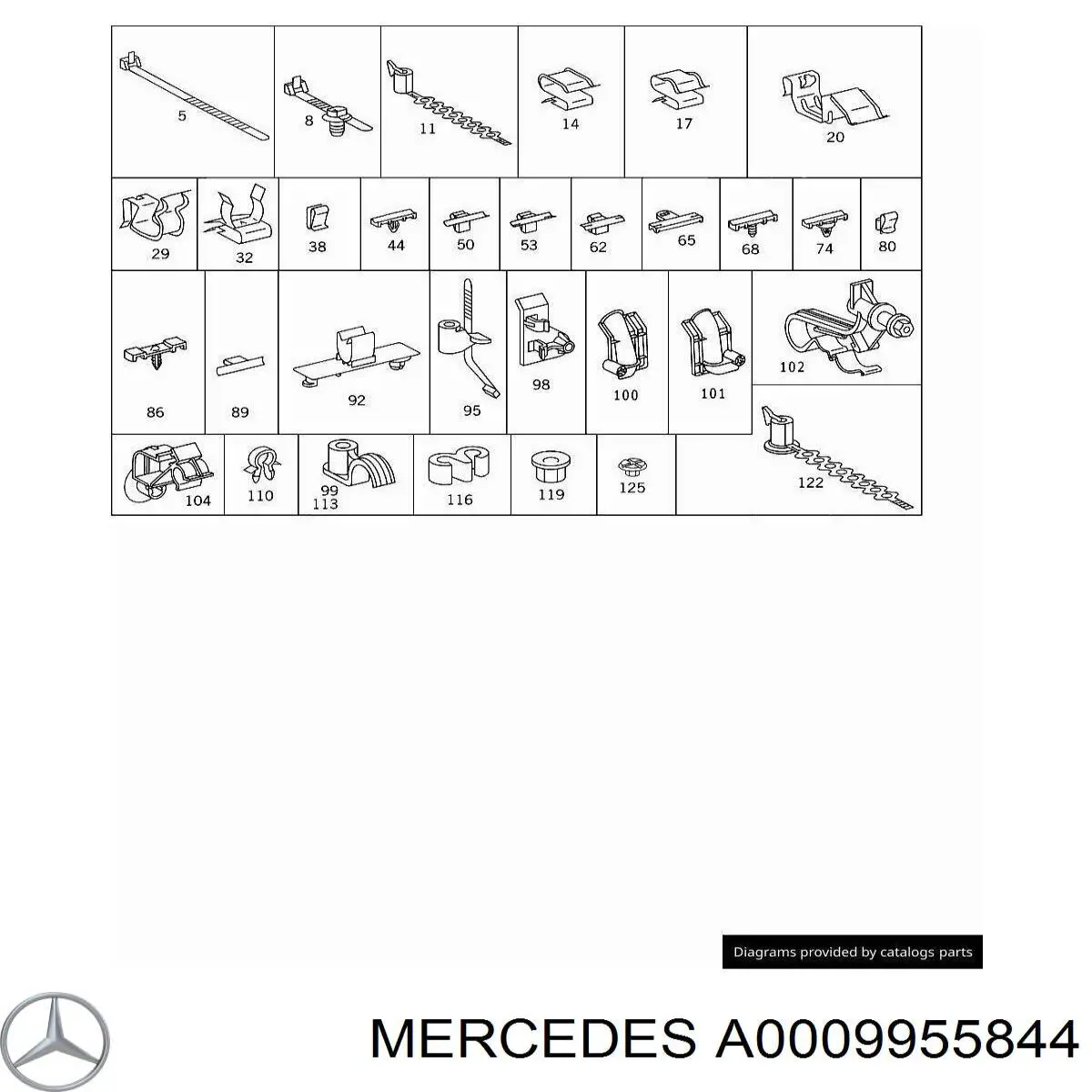 A0009955844 Mercedes Фіксатор (скоба) проводки