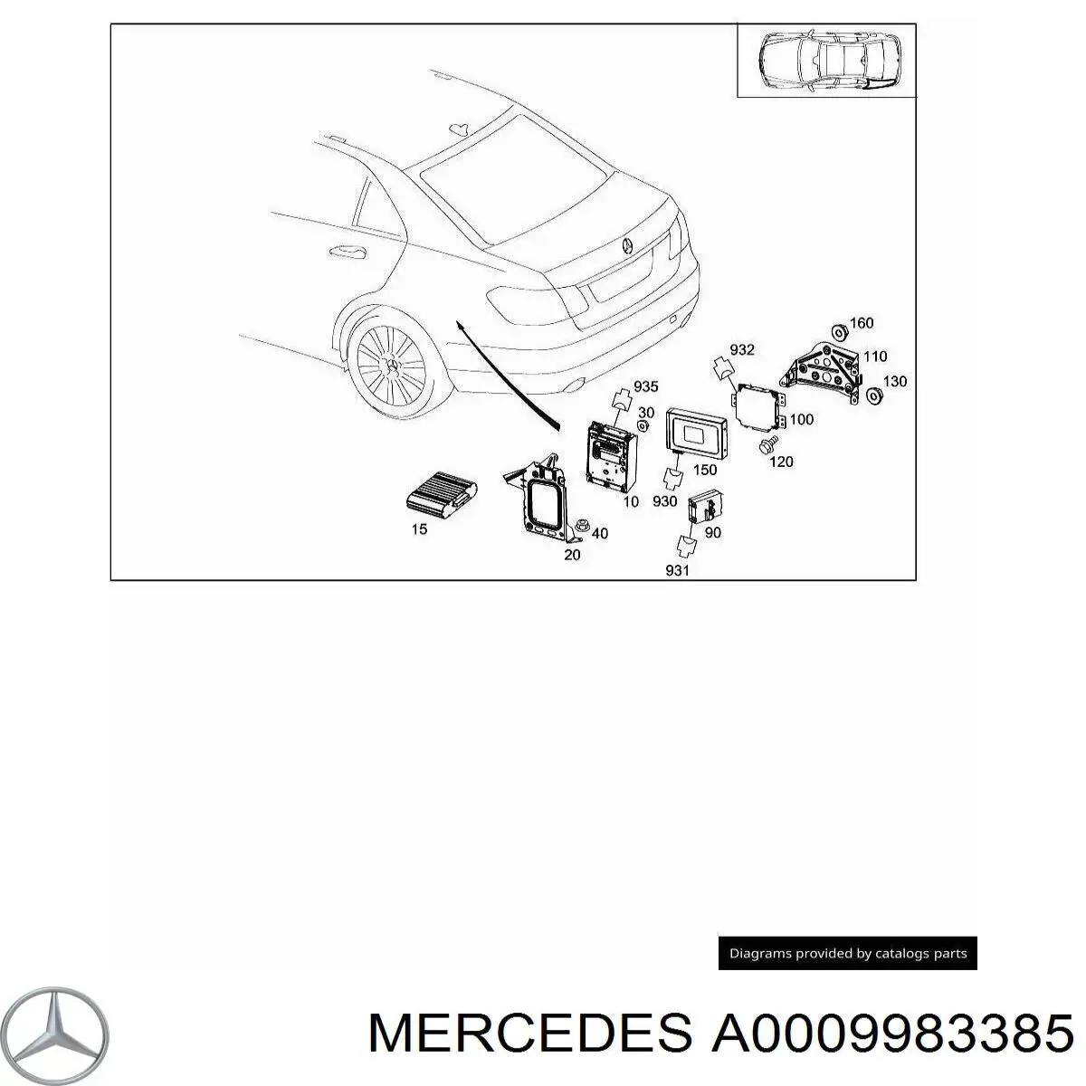 Кліпса (пістон) кріплення молдинга двері 9983385 Mercedes