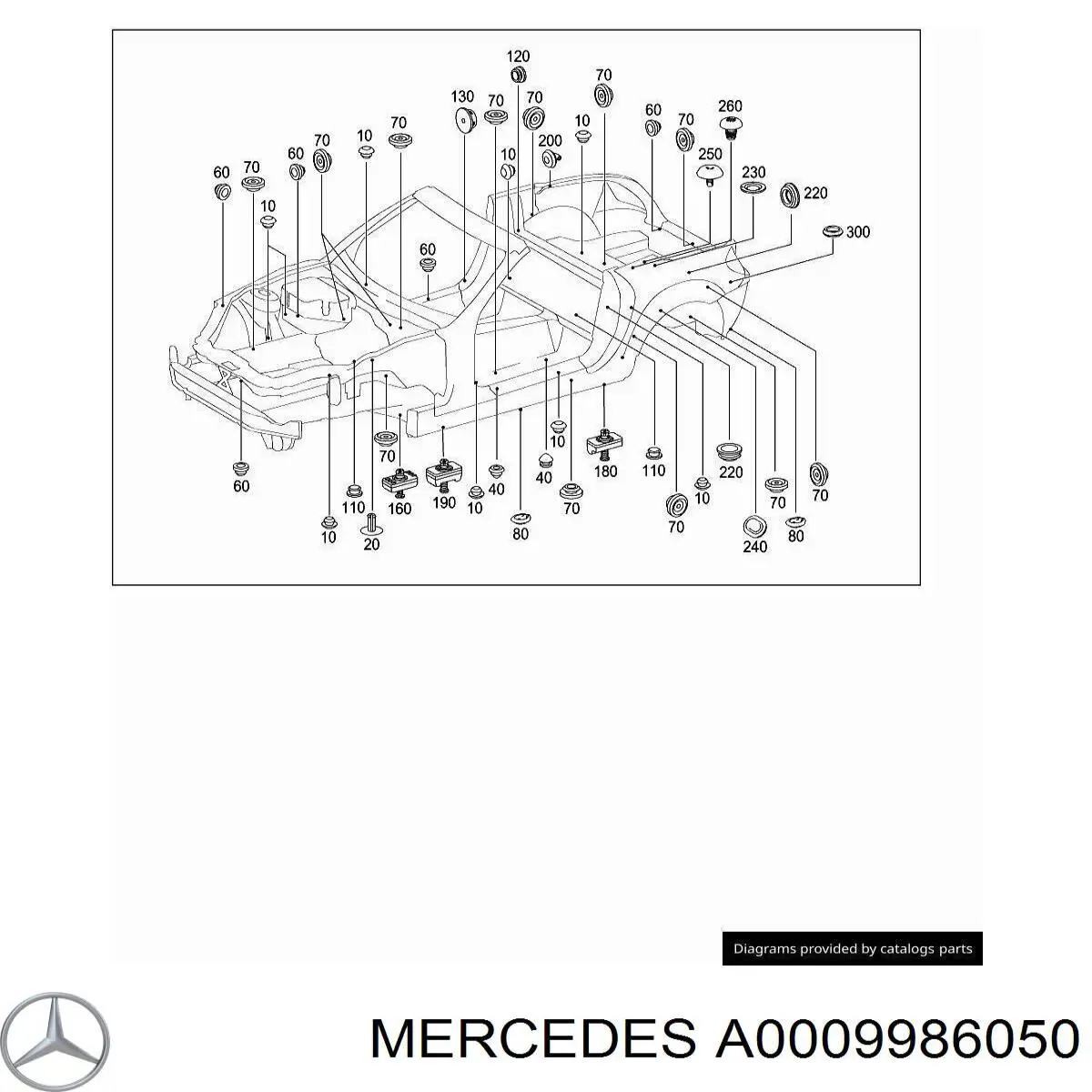A0009986050 Mercedes Пістон (кліп) кріплення обшивки кришки багажника