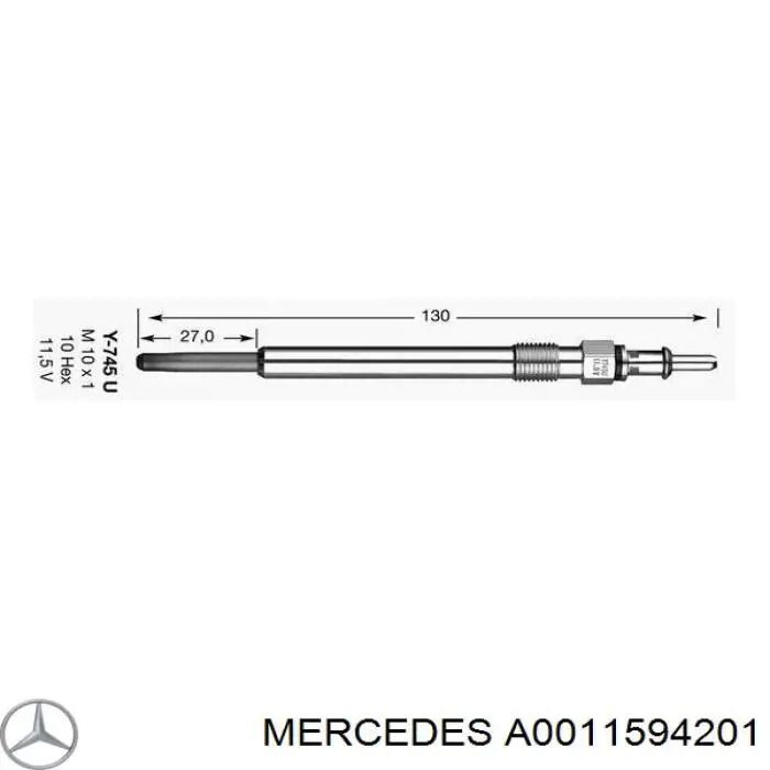 Свіча накалу Mercedes A0011594201 ціна, від 6.71 USD