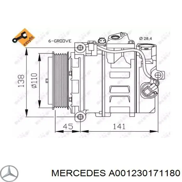 Купити A001230171180 Mercedes Компресор кліматичної установки