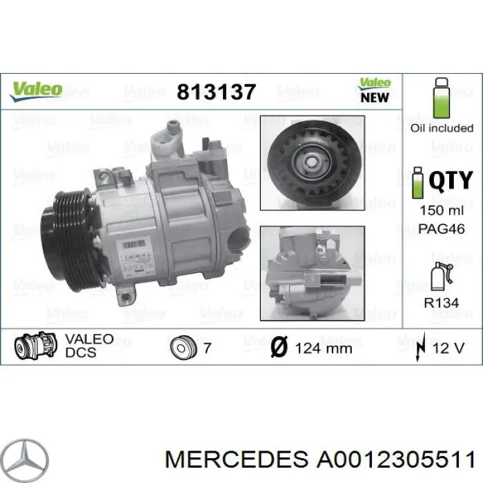 Компресор кондиціонера A0012305511 Mercedes