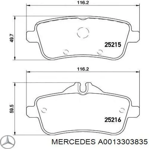 A0013303835 Mercedes Накінечник рульової тяги, внутрішній, лівий