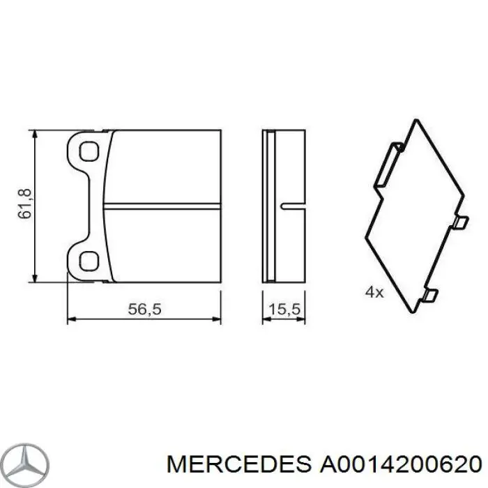 Задні дискові колодки Mercedes A0014200620