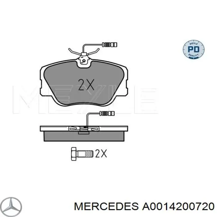 Купити A0014200720 Mercedes Колодки гальмівні передні, дискові