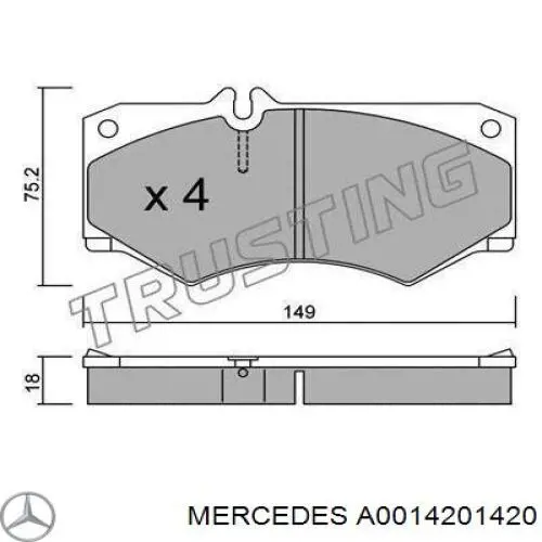 Гальмівні колодки Mercedes A0014201420 ціна, від 17.10 USD