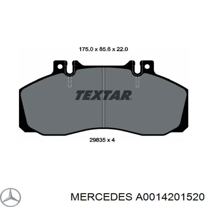 Задні гальмівні колодки Mercedes A0014201520 ціна, від 33.75 USD