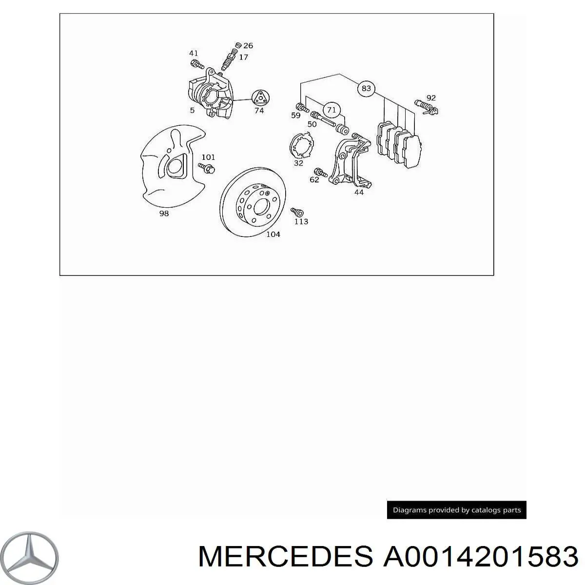 A0014201583 Mercedes супорт гальмівний передній правий