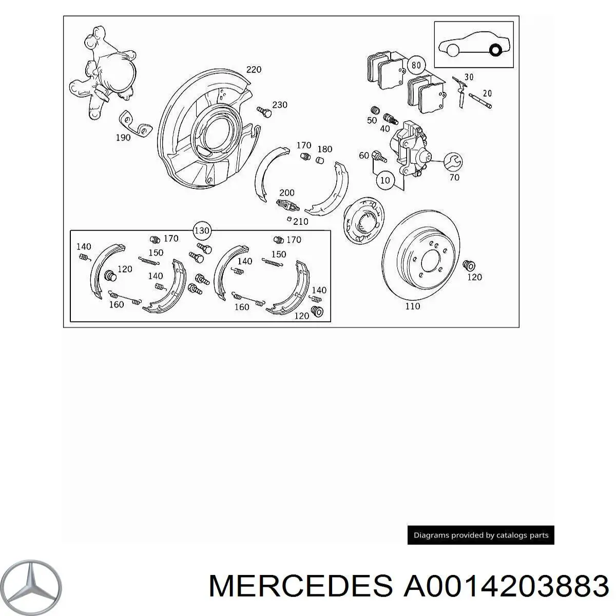 A0014203883 Mercedes супорт гальмівний задній правий